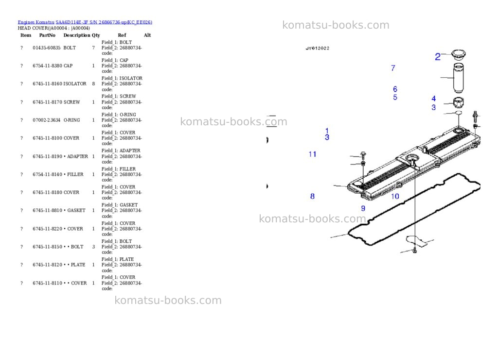 Komatsu saa6d114e-3f s/n 26866736-up Parts catalog cover Page 2 Komatsu saa6d114e-3f s/n 26866736-up Parts catalog cover Page 2