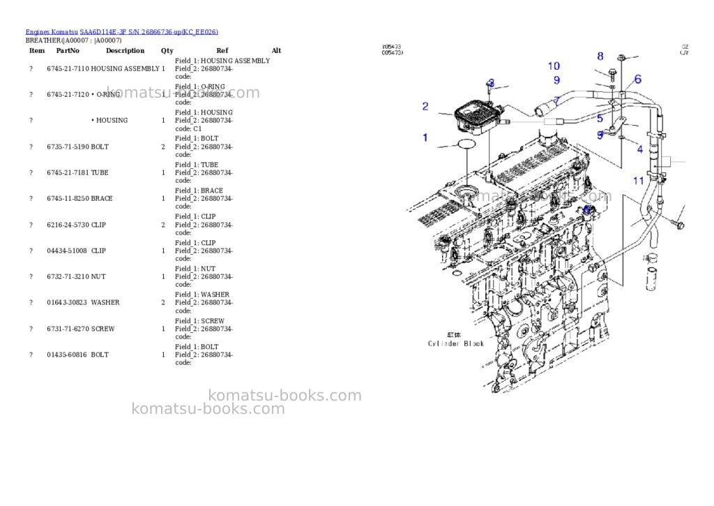 Komatsu saa6d114e-3f s/n 26866736-up Parts catalog cover Page 5 Komatsu saa6d114e-3f s/n 26866736-up Parts catalog cover Page 5
