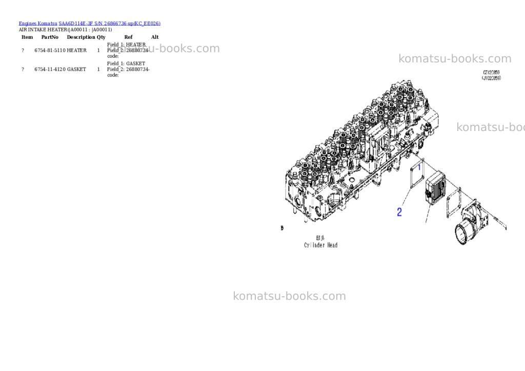 Komatsu saa6d114e-3f s/n 26866736-up Parts catalog cover Page 9 Komatsu saa6d114e-3f s/n 26866736-up Parts catalog cover Page 9