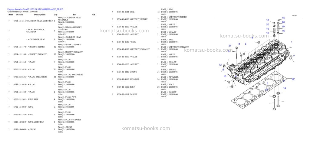 Komatsu SAA6D107E-1N S/N 26689866-up Parts catalog cover