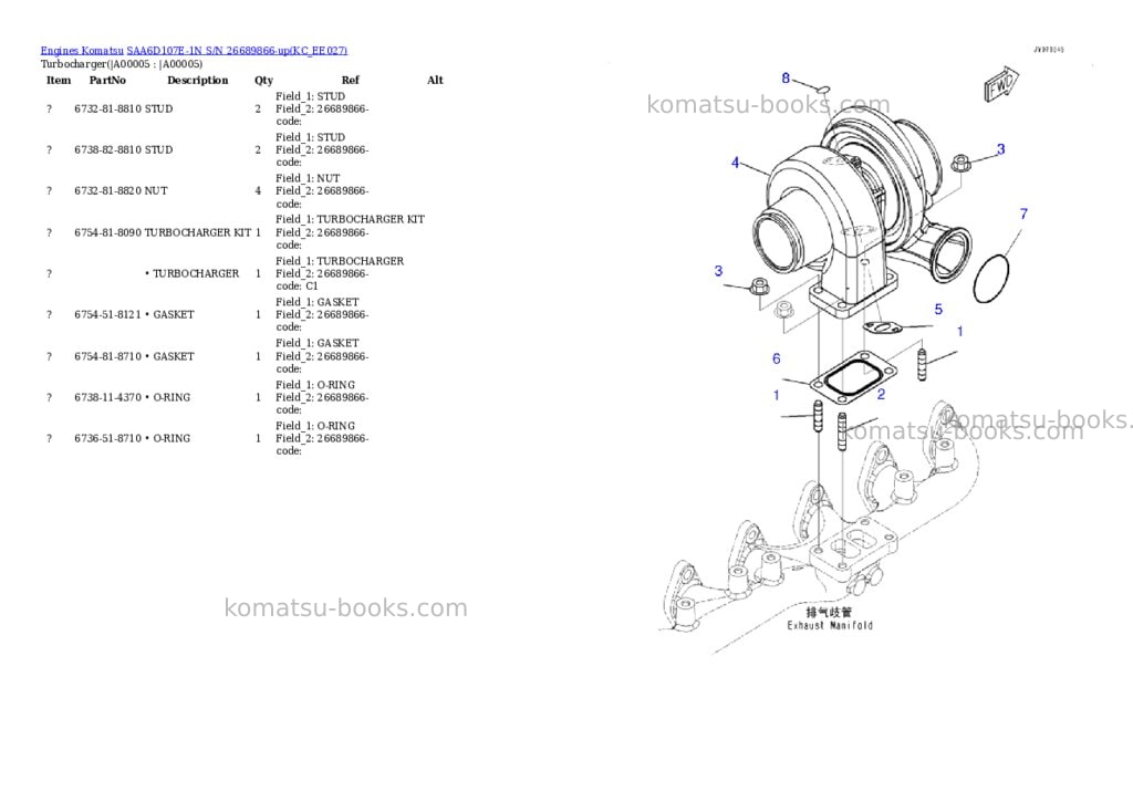 Komatsu SAA6D107E-1N S/N 26689866-up Parts catalog cover Page 2