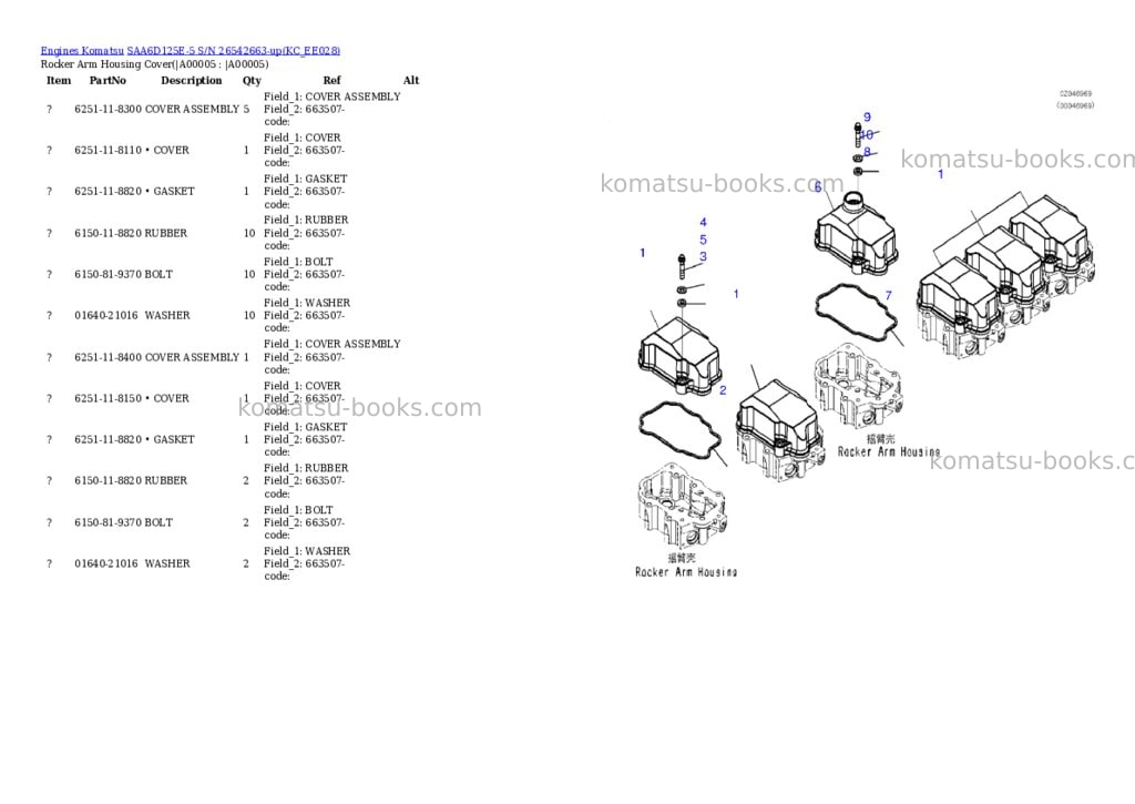 Komatsu SAA6D125E-5 S/N 26542663-up Parts catalog cover Komatsu SAA6D125E-5 S/N 26542663-up Parts catalog cover