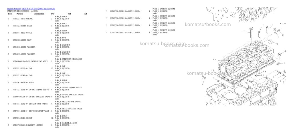 Komatsu s4d87e-1-ch s/n 8j0001-up Parts catalog cover Page 2 Komatsu s4d87e-1-ch s/n 8j0001-up Parts catalog cover Page 2