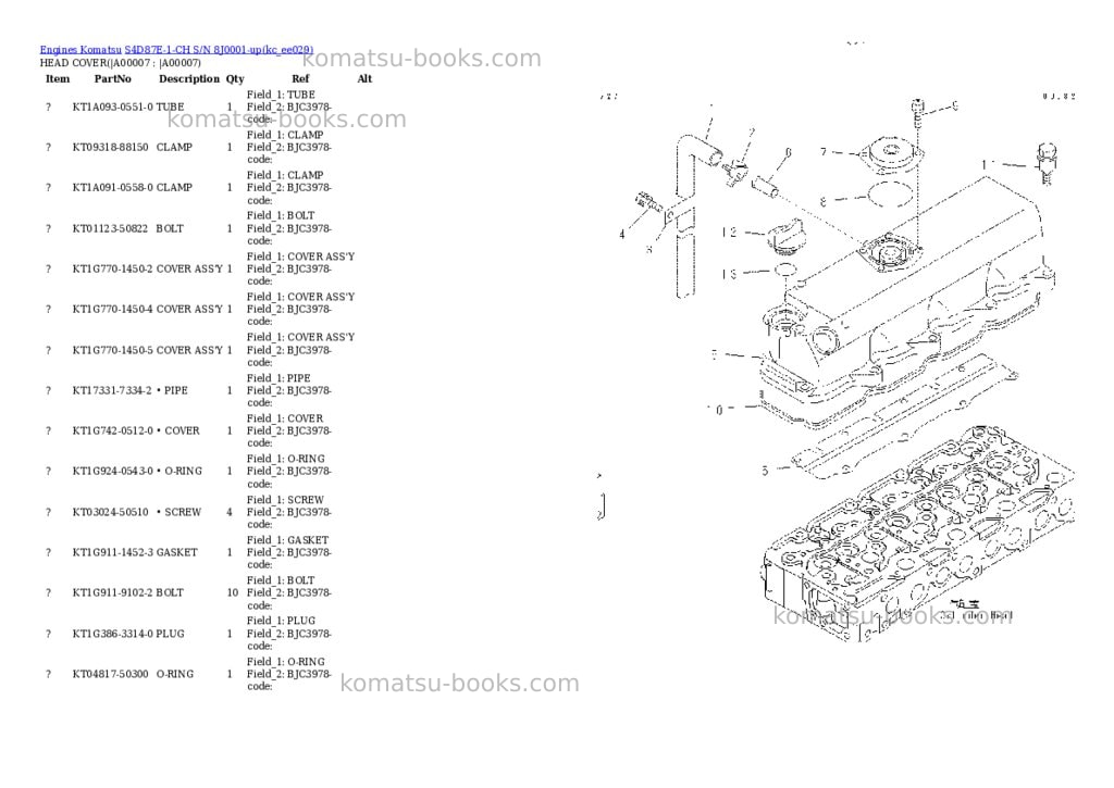Komatsu s4d87e-1-ch s/n 8j0001-up Parts catalog cover Page 4 Komatsu s4d87e-1-ch s/n 8j0001-up Parts catalog cover Page 4