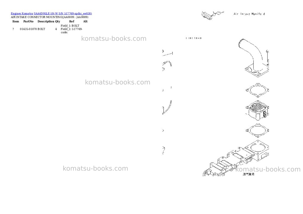 Komatsu saa4d95le-5n-w s/n 517769-up Parts catalog cover Page 6 Komatsu saa4d95le-5n-w s/n 517769-up Parts catalog cover Page 6