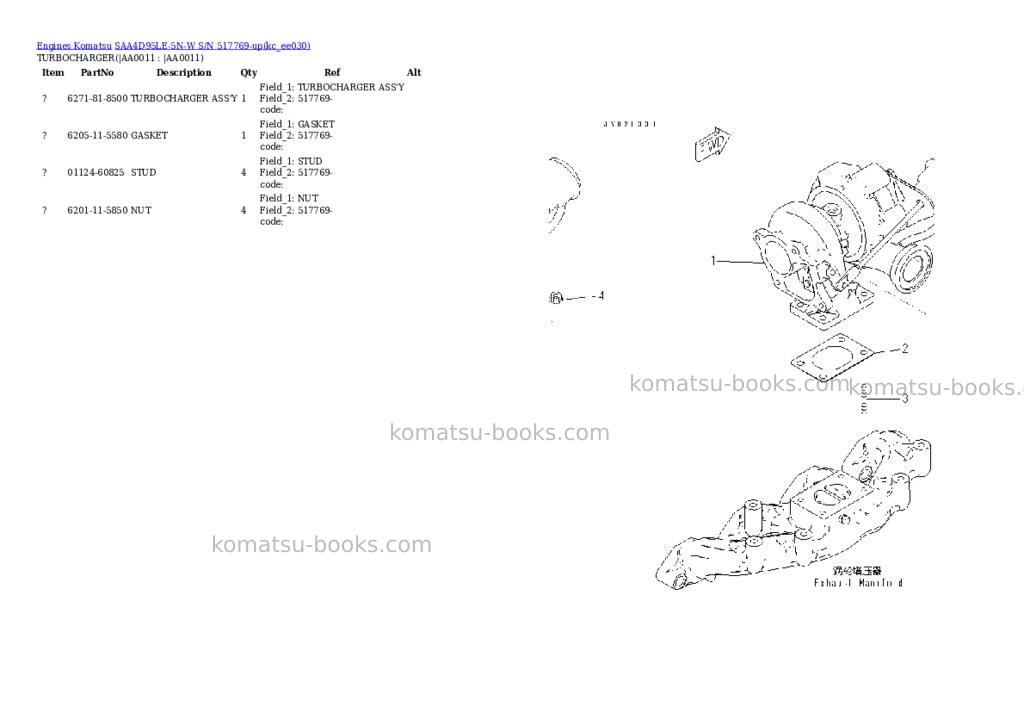 Komatsu saa4d95le-5n-w s/n 517769-up Parts catalog cover Page 8 Komatsu saa4d95le-5n-w s/n 517769-up Parts catalog cover Page 8