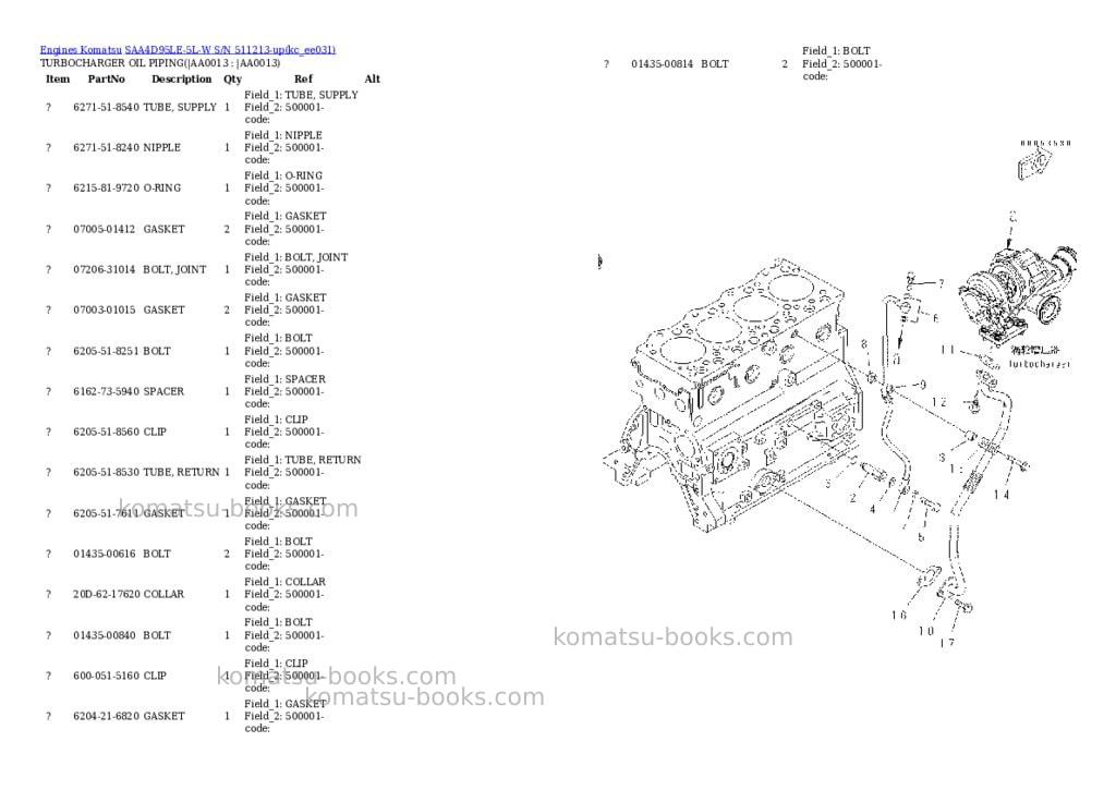 Komatsu saa4d95le-5l-w s/n 511213-up Parts catalog cover Page 10