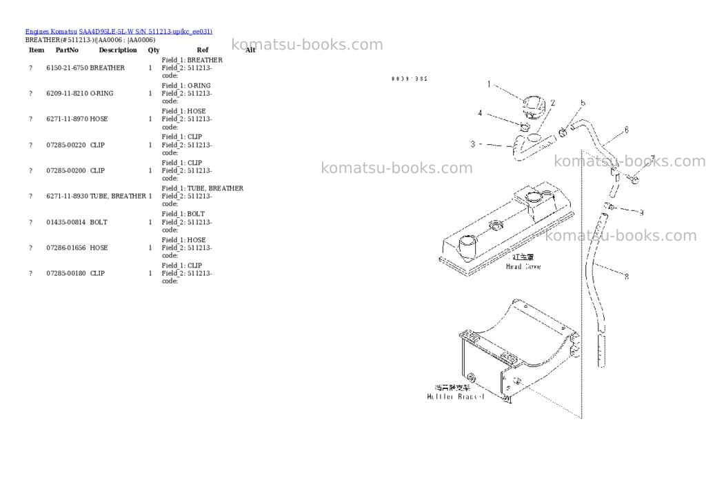 Komatsu saa4d95le-5l-w s/n 511213-up Parts catalog cover Page 3