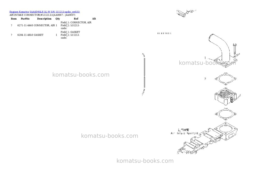 Komatsu saa4d95le-5l-w s/n 511213-up Parts catalog cover Page 4