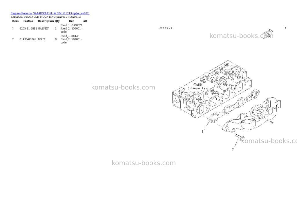 Komatsu saa4d95le-5l-w s/n 511213-up Parts catalog cover Page 7