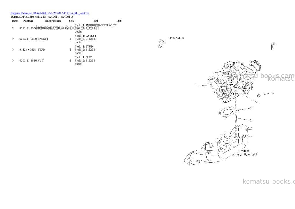 Komatsu saa4d95le-5l-w s/n 511213-up Parts catalog cover Page 8