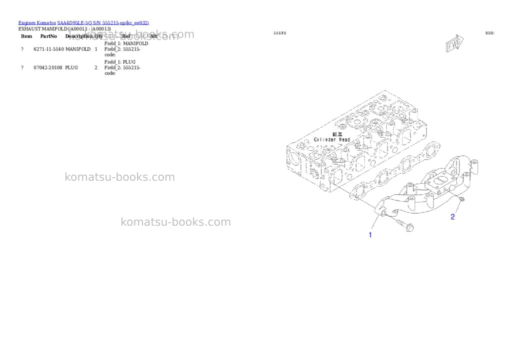 Komatsu saa4d95le-5q s/n 555215-up Parts catalog cover Page 10