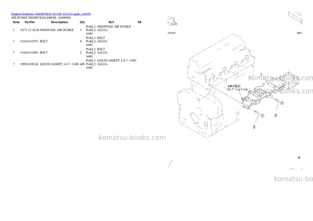 Komatsu saa4d95le-5q s/n 555215-up Parts catalog cover Page 3