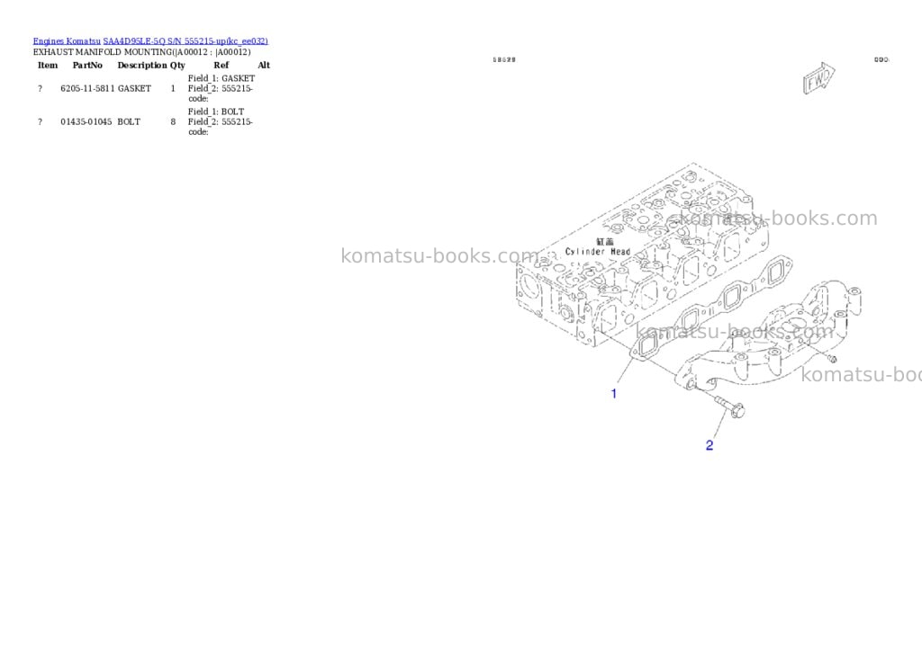 Komatsu saa4d95le-5q s/n 555215-up Parts catalog cover Page 9
