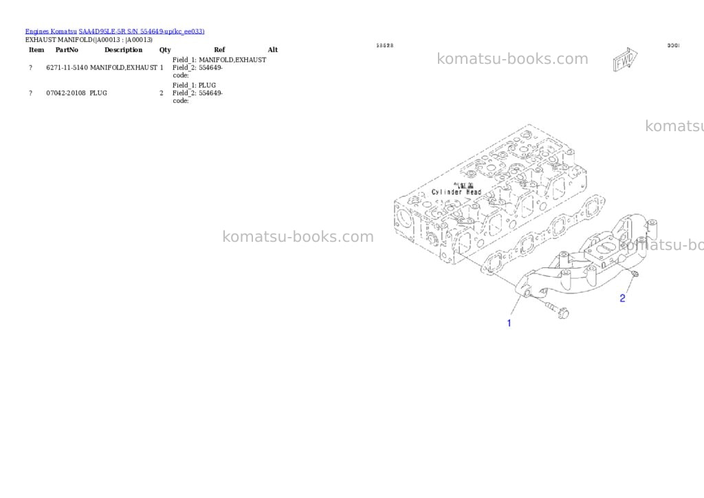 Komatsu saa4d95le-5r s/n 554649-up Parts catalog cover Page 10