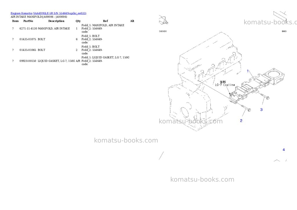Komatsu saa4d95le-5r s/n 554649-up Parts catalog cover Page 3