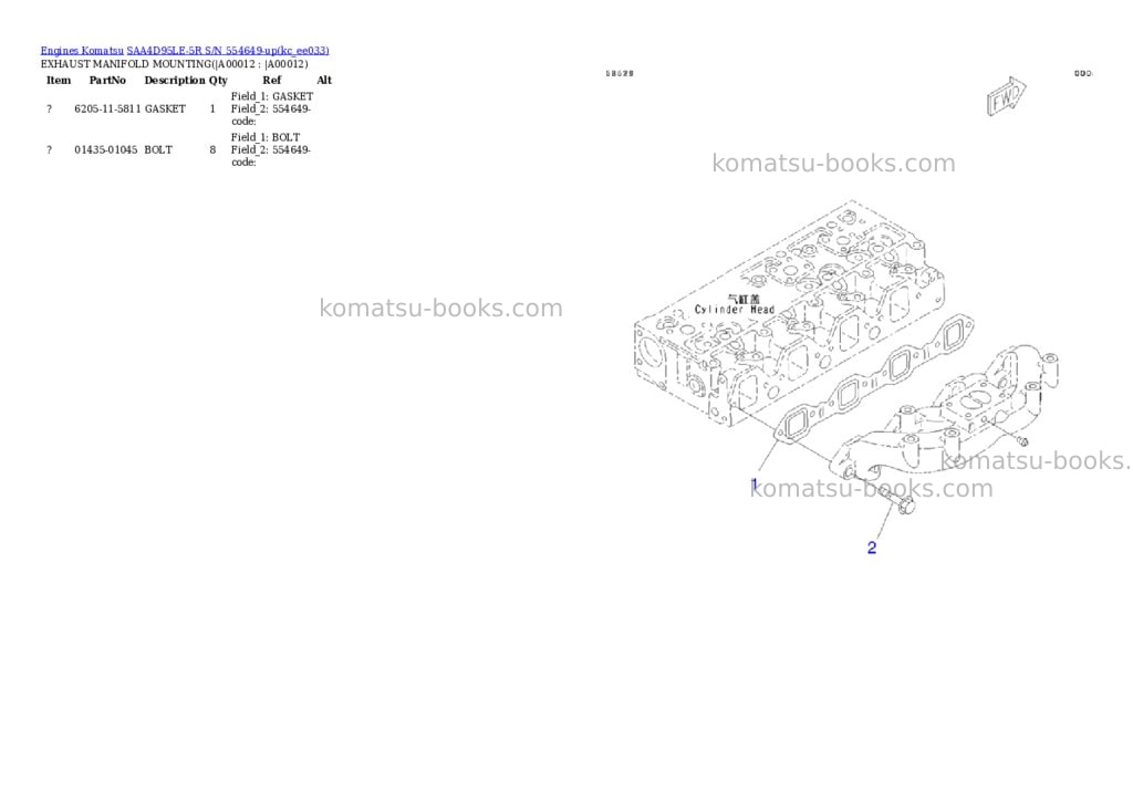 Komatsu saa4d95le-5r s/n 554649-up Parts catalog cover Page 9