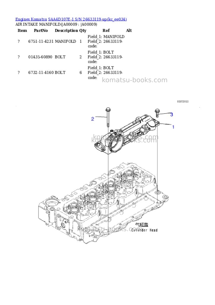 Komatsu saa4d107e-1 s/n 26633119-up Parts catalog cover Page 6