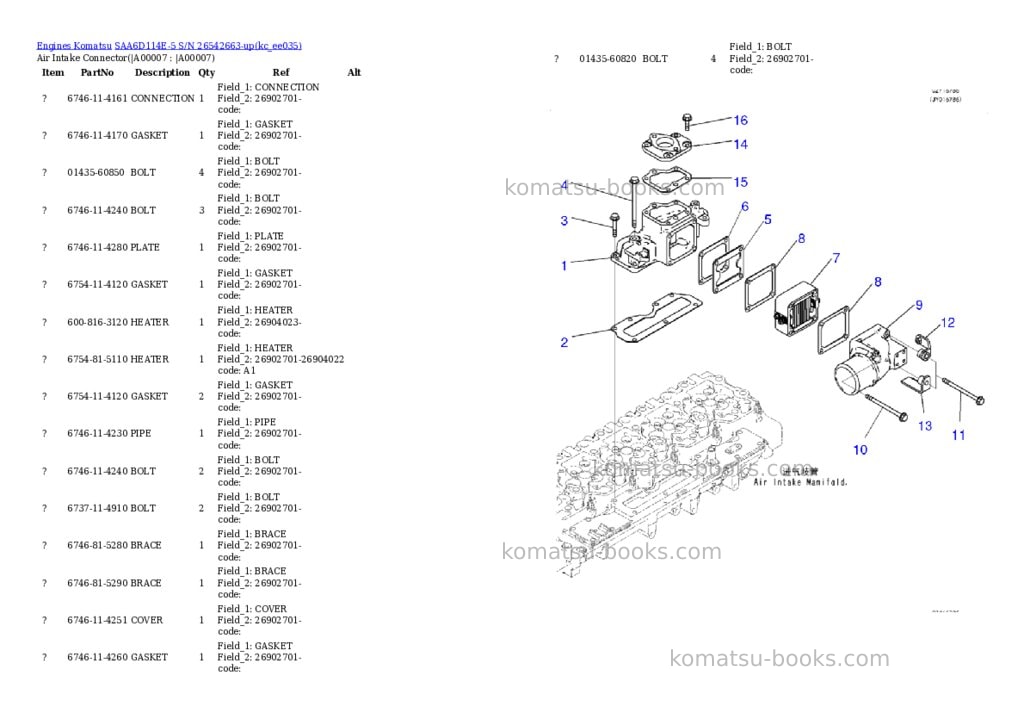 Komatsu SAA6D114E-5 S/N 26542663-up Parts catalog cover Page 4 Komatsu SAA6D114E-5 S/N 26542663-up Parts catalog cover Page 4