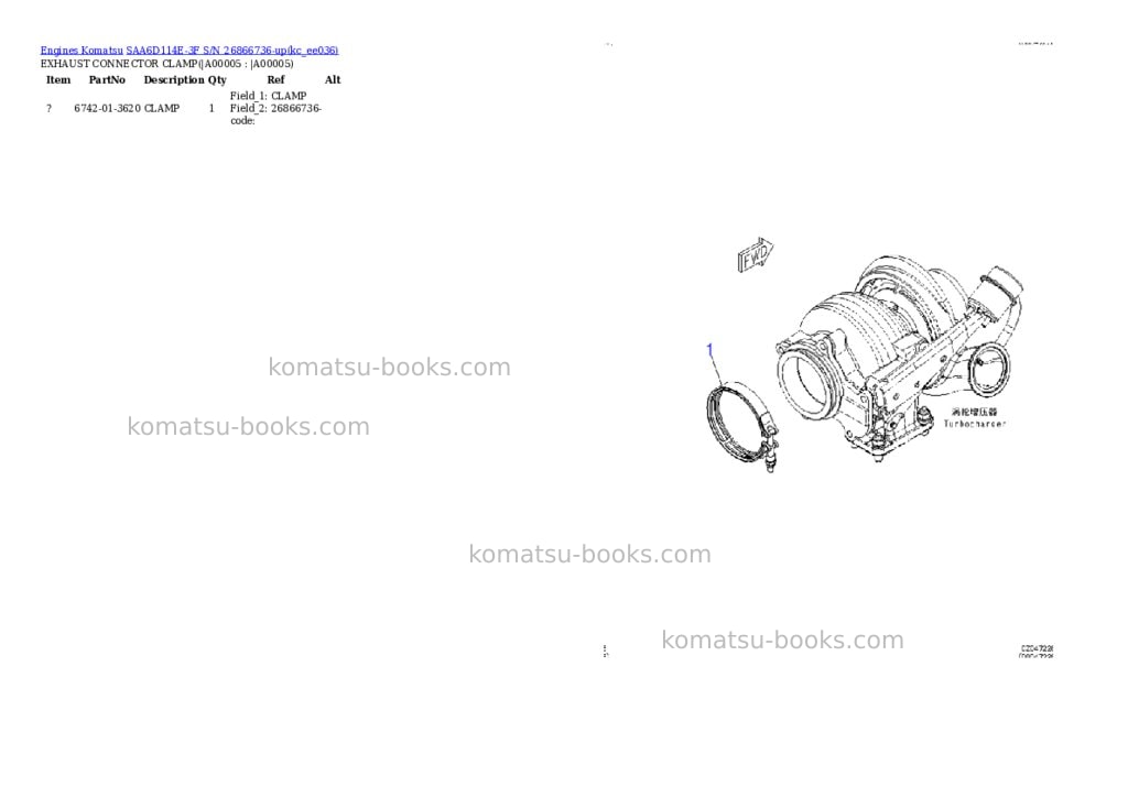Komatsu SAA6D114E-3F S/N 26866736-up Parts catalog cover Page 2 Komatsu SAA6D114E-3F S/N 26866736-up Parts catalog cover Page 2