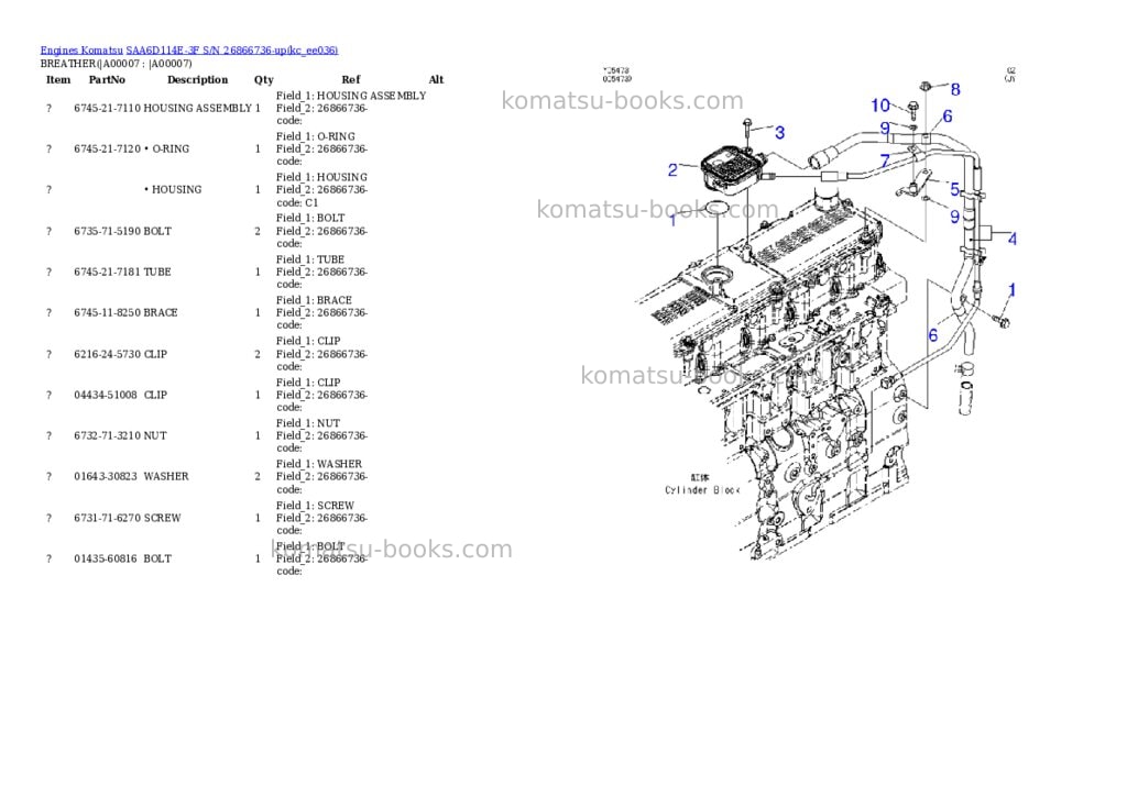 Komatsu SAA6D114E-3F S/N 26866736-up Parts catalog cover Page 4 Komatsu SAA6D114E-3F S/N 26866736-up Parts catalog cover Page 4