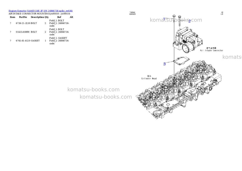 Komatsu SAA6D114E-3F S/N 26866736-up Parts catalog cover Page 7 Komatsu SAA6D114E-3F S/N 26866736-up Parts catalog cover Page 7