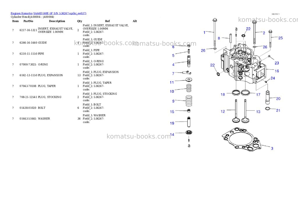 Komatsu SAA6D140E-5F S/N 536267-up Parts catalog cover Komatsu SAA6D140E-5F S/N 536267-up Parts catalog cover