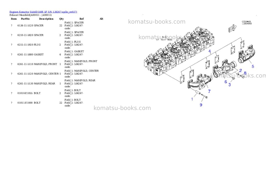 Komatsu SAA6D140E-5F S/N 536267-up Parts catalog cover Page 8 Komatsu SAA6D140E-5F S/N 536267-up Parts catalog cover Page 8