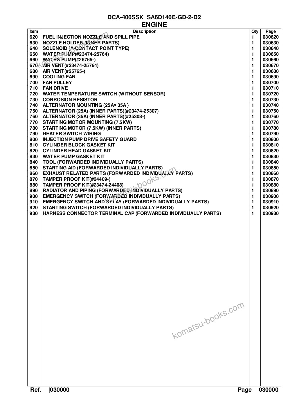 Komatsu dca-400ssk sa6d140e-2-d2 Parts catalog cover Page 3