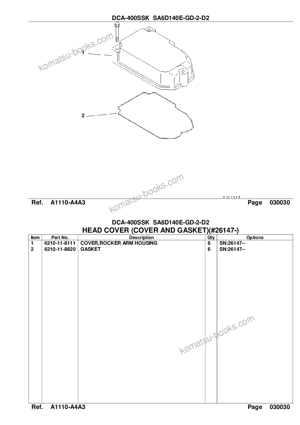 Komatsu dca-400ssk sa6d140e-2-d2 Parts catalog cover Page 7