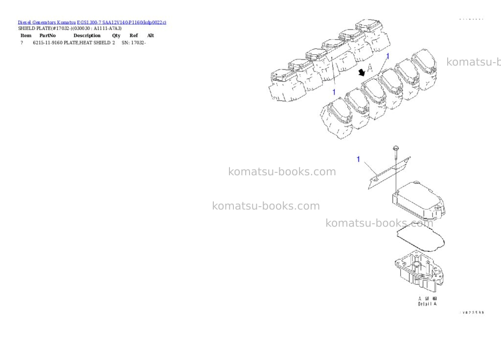 Komatsu EGS1300-7 SAA12V140-P1160 Parts catalog cover Page 2 Komatsu EGS1300-7 SAA12V140-P1160 Parts catalog cover Page 2
