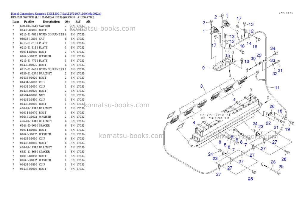Komatsu EGS1300-7 SAA12V140-P1160 Parts catalog cover Page 5 Komatsu EGS1300-7 SAA12V140-P1160 Parts catalog cover Page 5