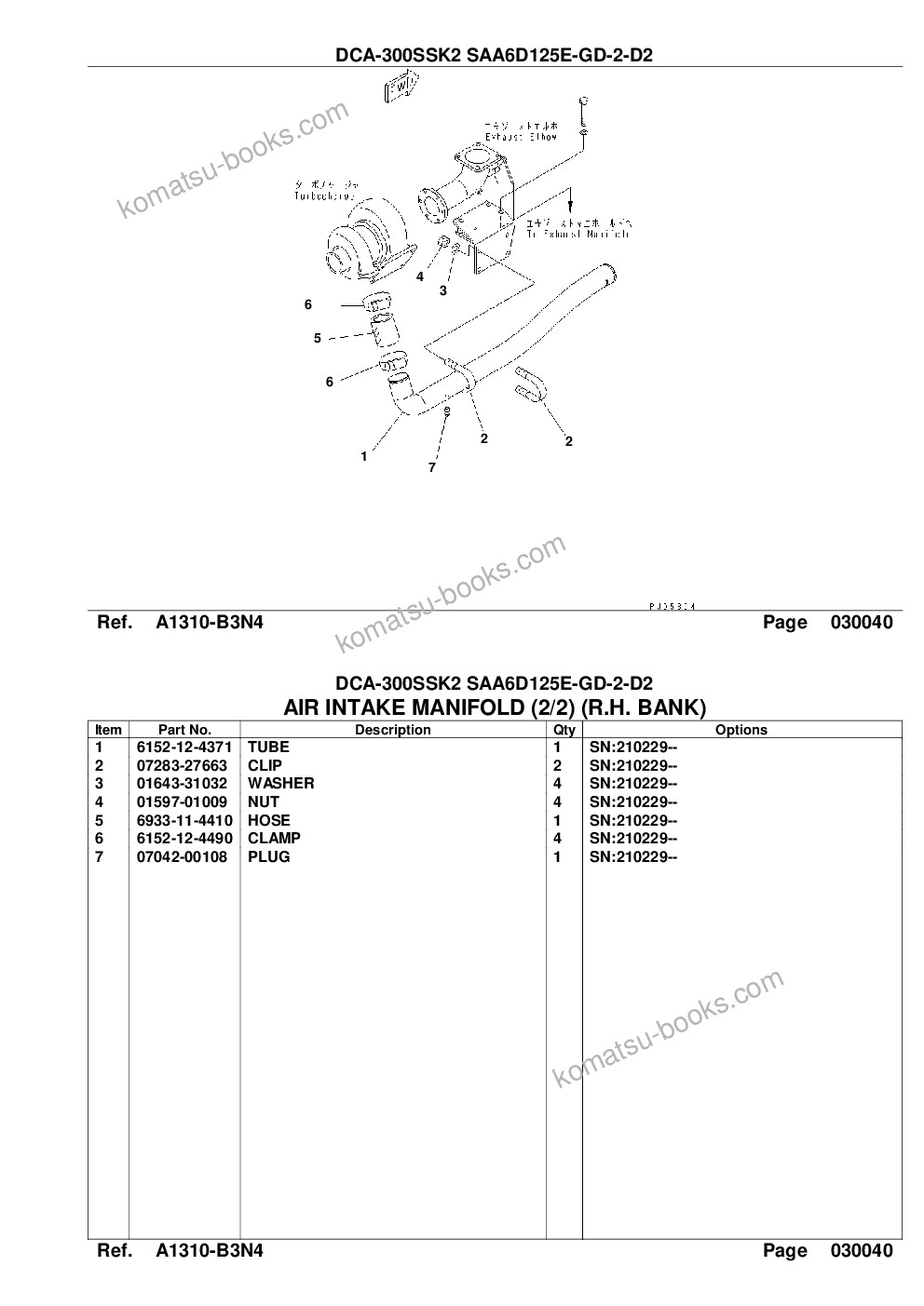 Komatsu dca-300ssk2 saa6d125e-2-d2 Parts catalog cover Page 8