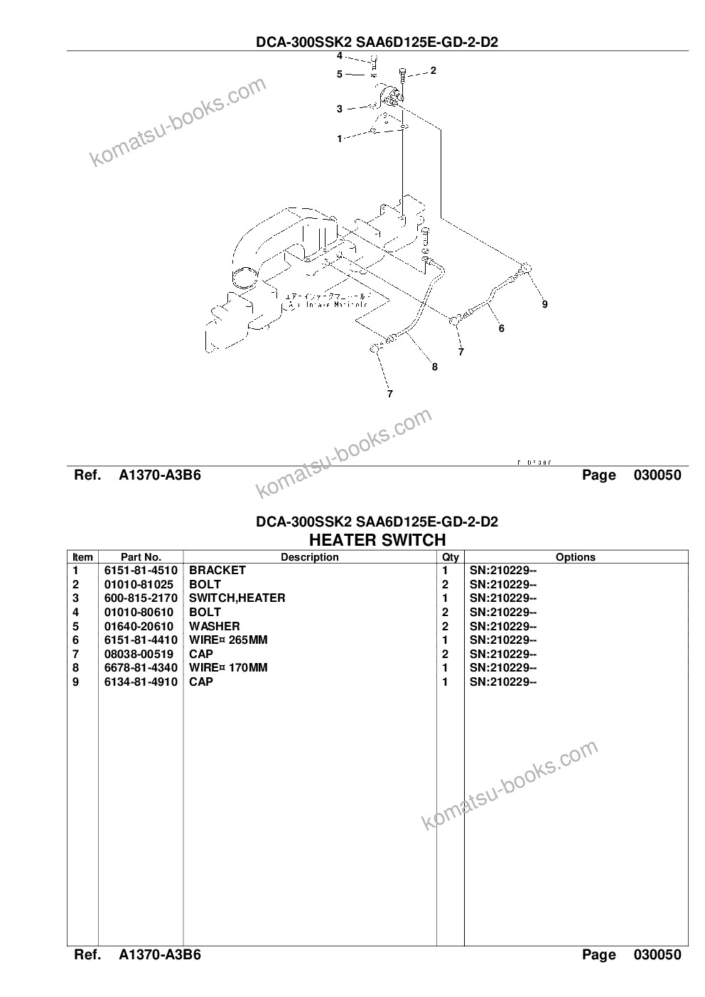 Komatsu dca-300ssk2 saa6d125e-2-d2 Parts catalog cover Page 9
