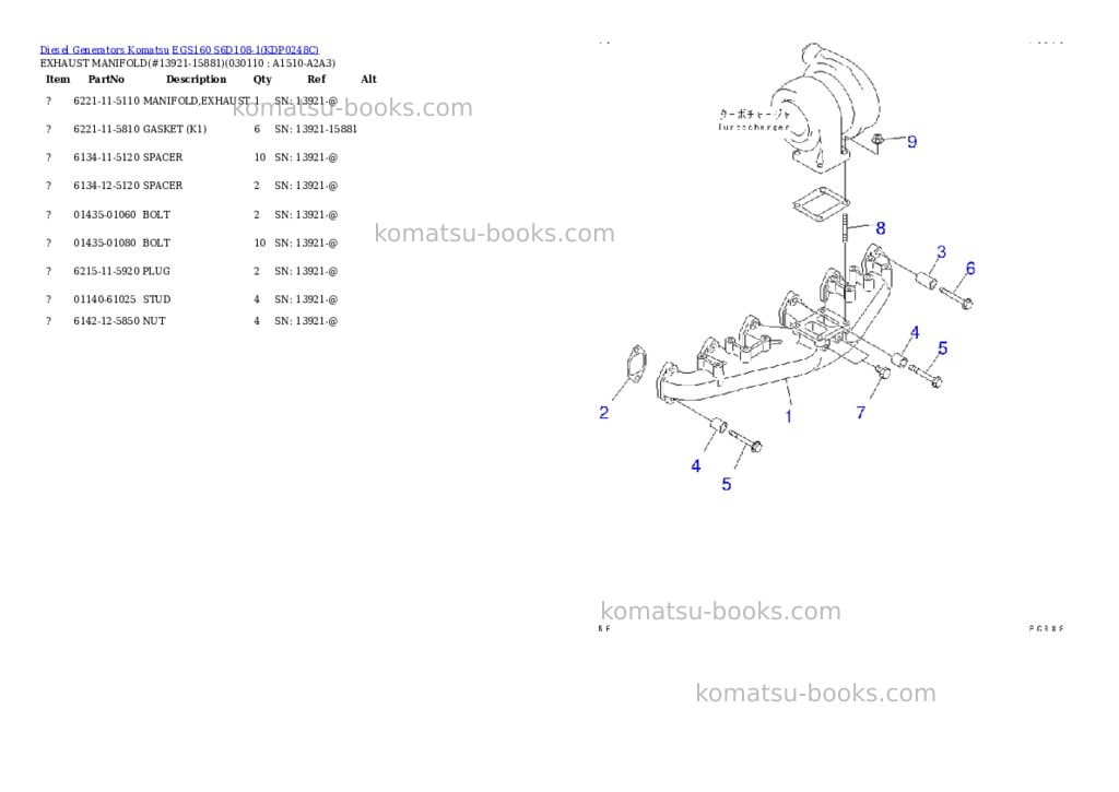 Komatsu egs160 s6d108-1 Parts catalog cover Page 10