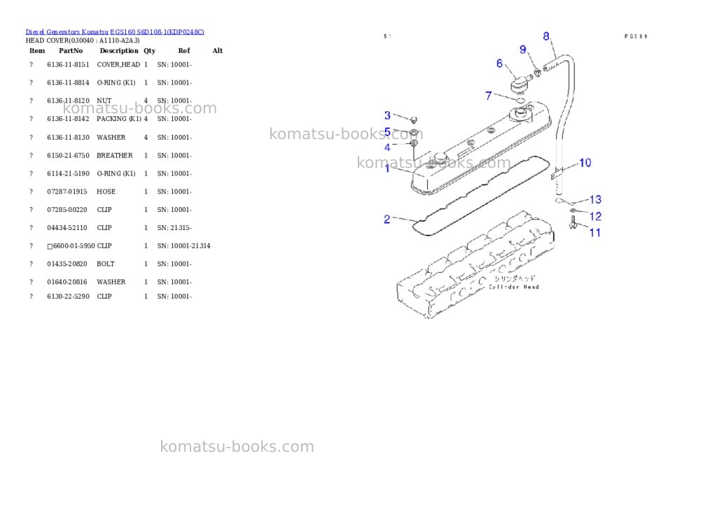 Komatsu egs160 s6d108-1 Parts catalog cover Page 3