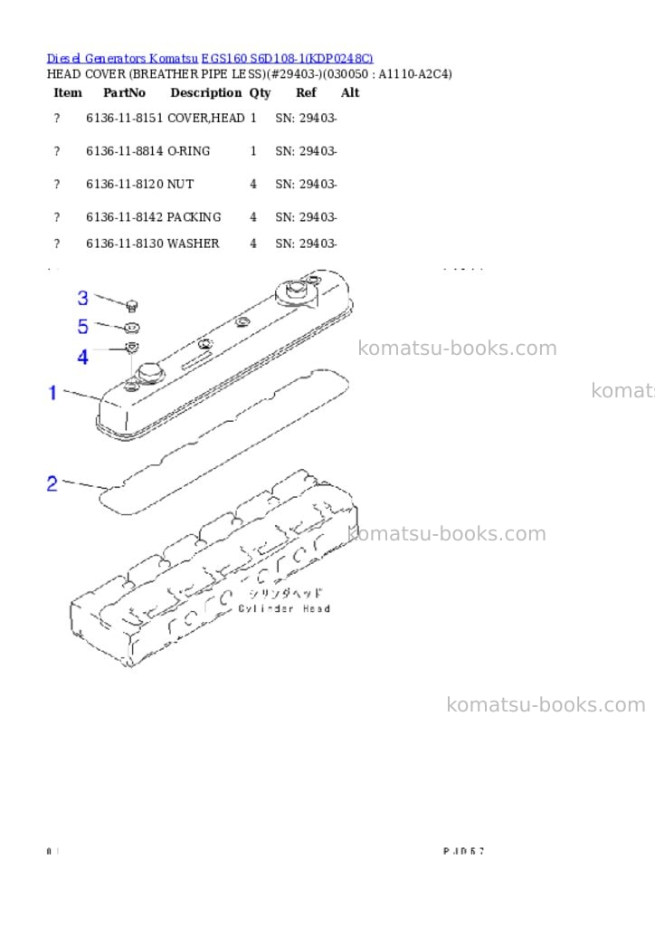 Komatsu egs160 s6d108-1 Parts catalog cover Page 4