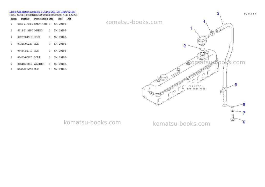 Komatsu egs160 s6d108-1 Parts catalog cover Page 5