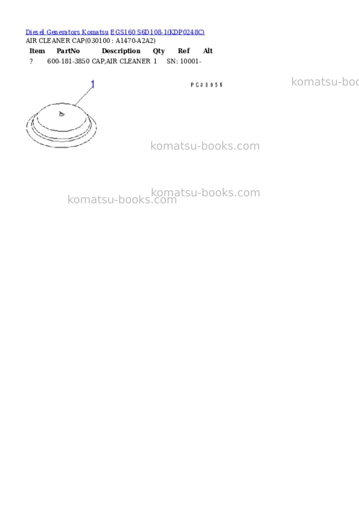 Komatsu egs160 s6d108-1 Parts catalog cover Page 9