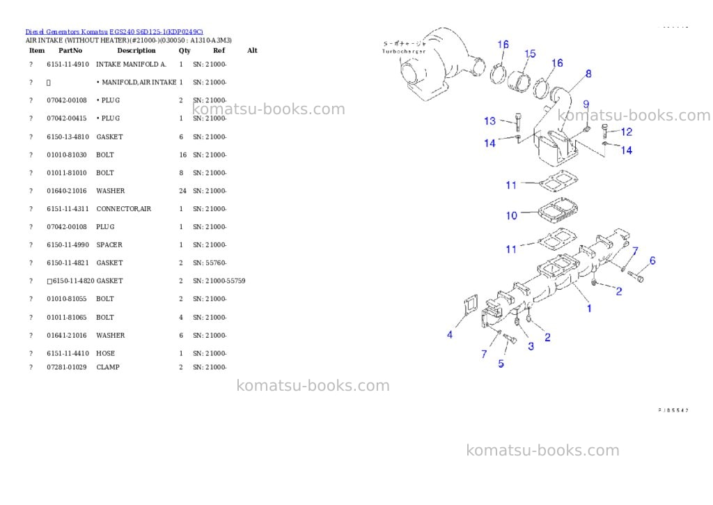 Komatsu egs240 s6d125-1 Parts catalog cover Page 4