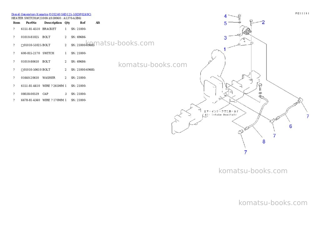 Komatsu egs240 s6d125-1 Parts catalog cover Page 5