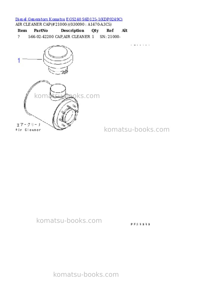 Komatsu egs240 s6d125-1 Parts catalog cover Page 8