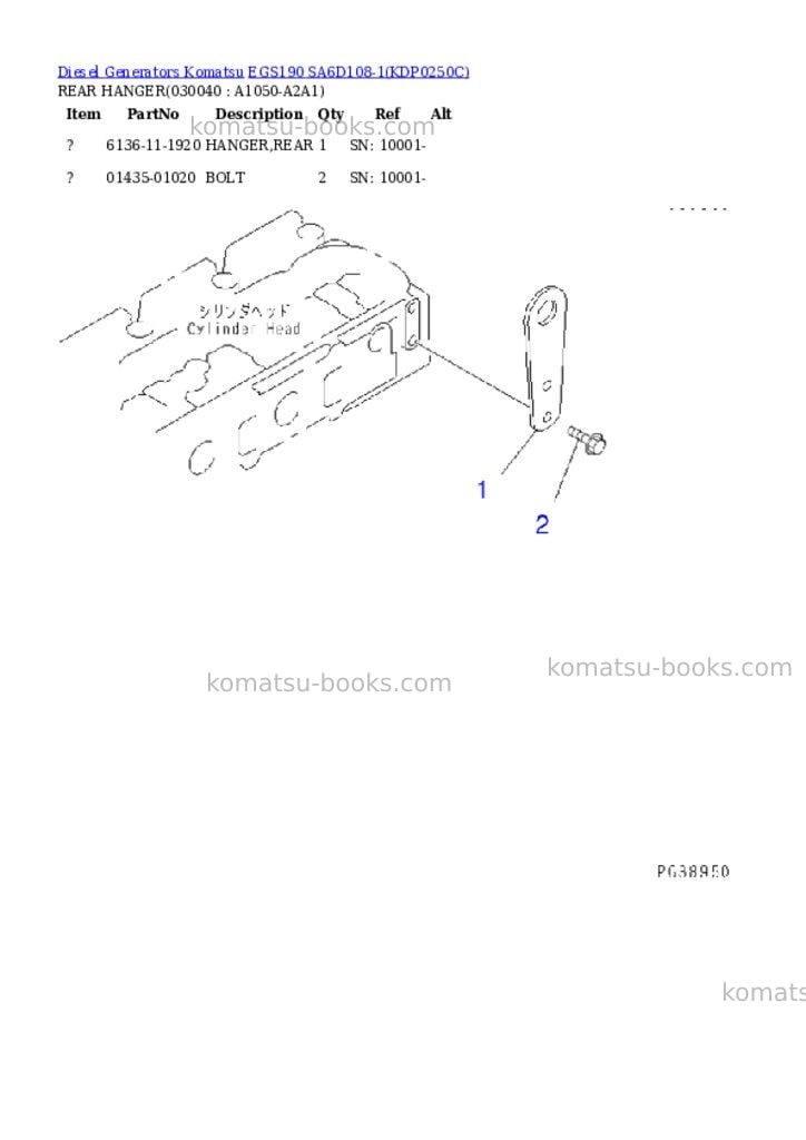 Komatsu egs190 sa6d108-1 Parts catalog cover Page 3