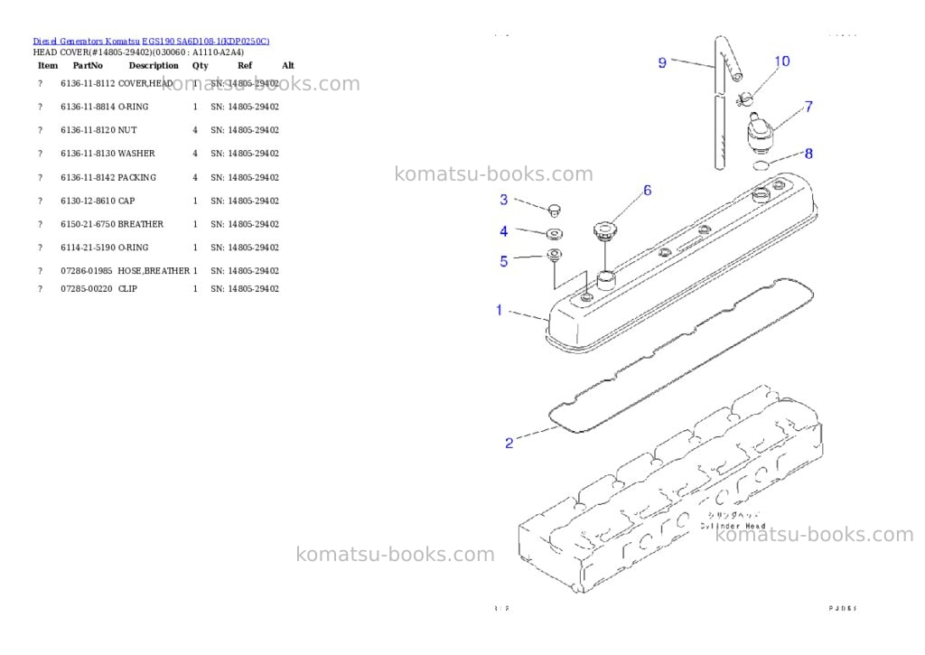 Komatsu egs190 sa6d108-1 Parts catalog cover Page 5