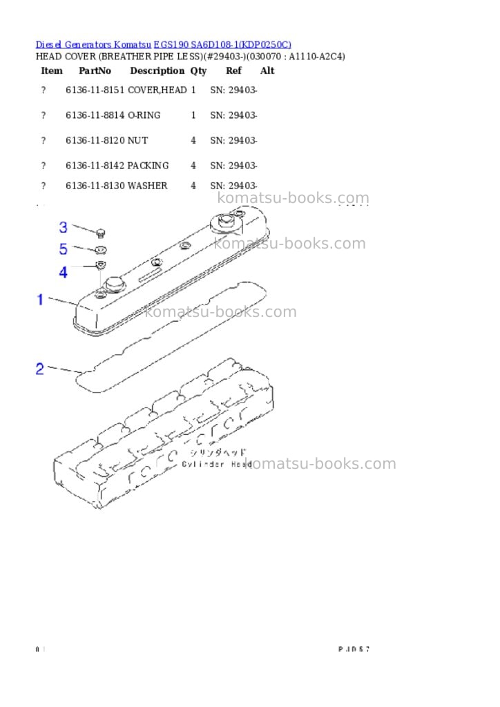 Komatsu egs190 sa6d108-1 Parts catalog cover Page 6