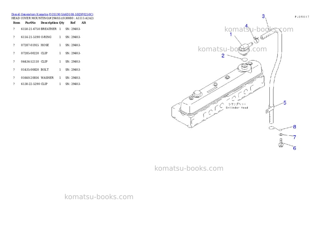 Komatsu egs190 sa6d108-1 Parts catalog cover Page 7
