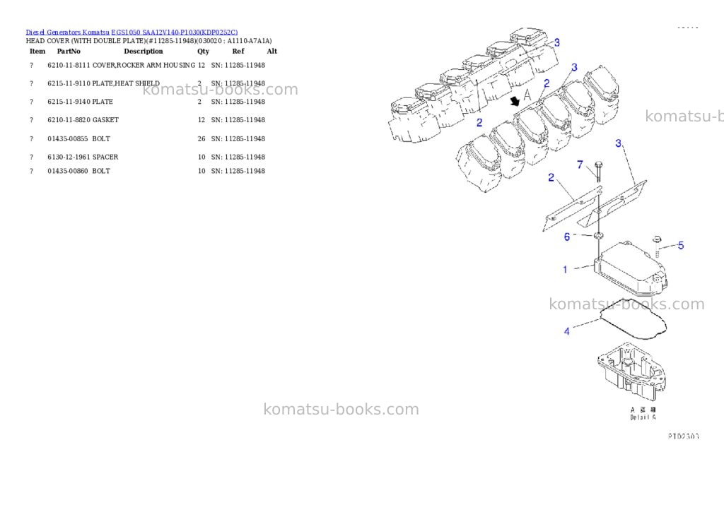 Komatsu egs1050 saa12v140-p1030 Parts catalog cover Komatsu egs1050 saa12v140-p1030 Parts catalog cover