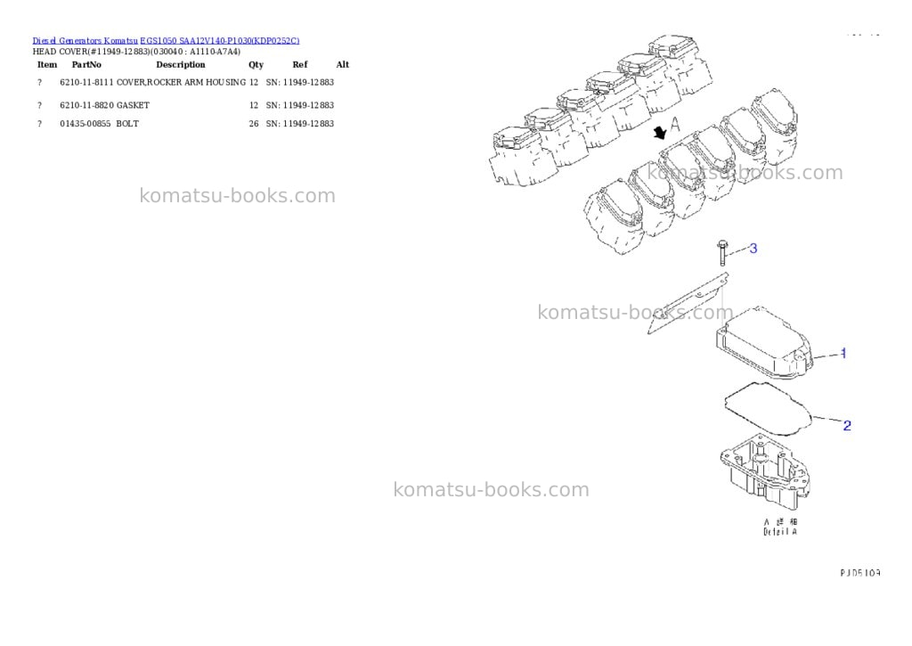Komatsu egs1050 saa12v140-p1030 Parts catalog cover Page 3 Komatsu egs1050 saa12v140-p1030 Parts catalog cover Page 3