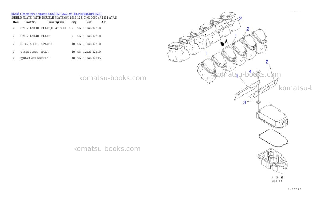 Komatsu egs1050 saa12v140-p1030 Parts catalog cover Page 5 Komatsu egs1050 saa12v140-p1030 Parts catalog cover Page 5