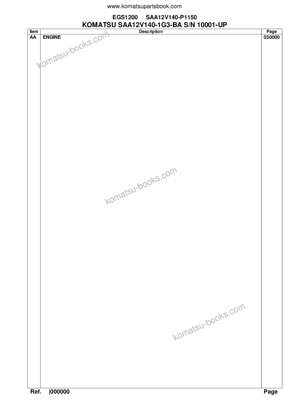 Komatsu egs1200 saa12v140-p1150 Parts catalog cover Komatsu egs1200 saa12v140-p1150 Parts catalog cover